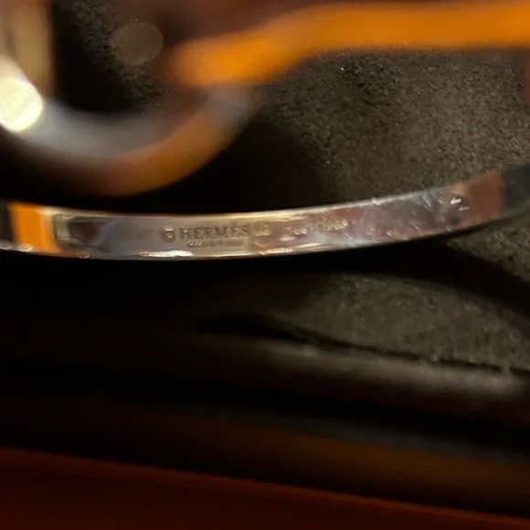 HERMES Galop Bracelet Small Model Sterling Silver sz LG Inner Circ. 6.5" - Picture 5 of 6